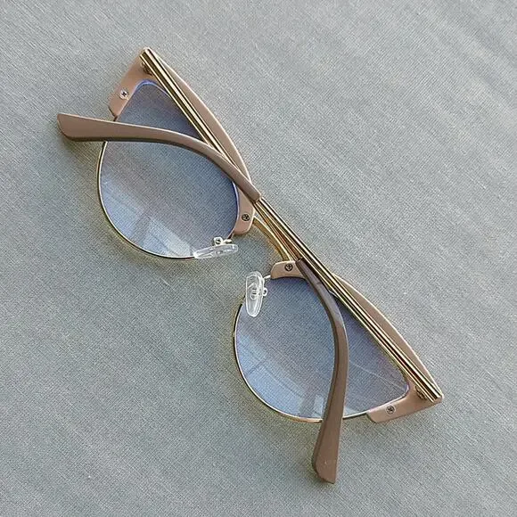 🔥SALE🔥 Pink Cat Eye Half Frame Glasses retro anti-blue light computer specks - Picture 2 of 10